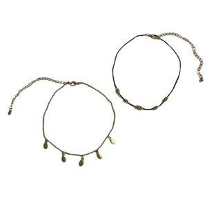 2 Gold & Black Beaded Choker Necklaces